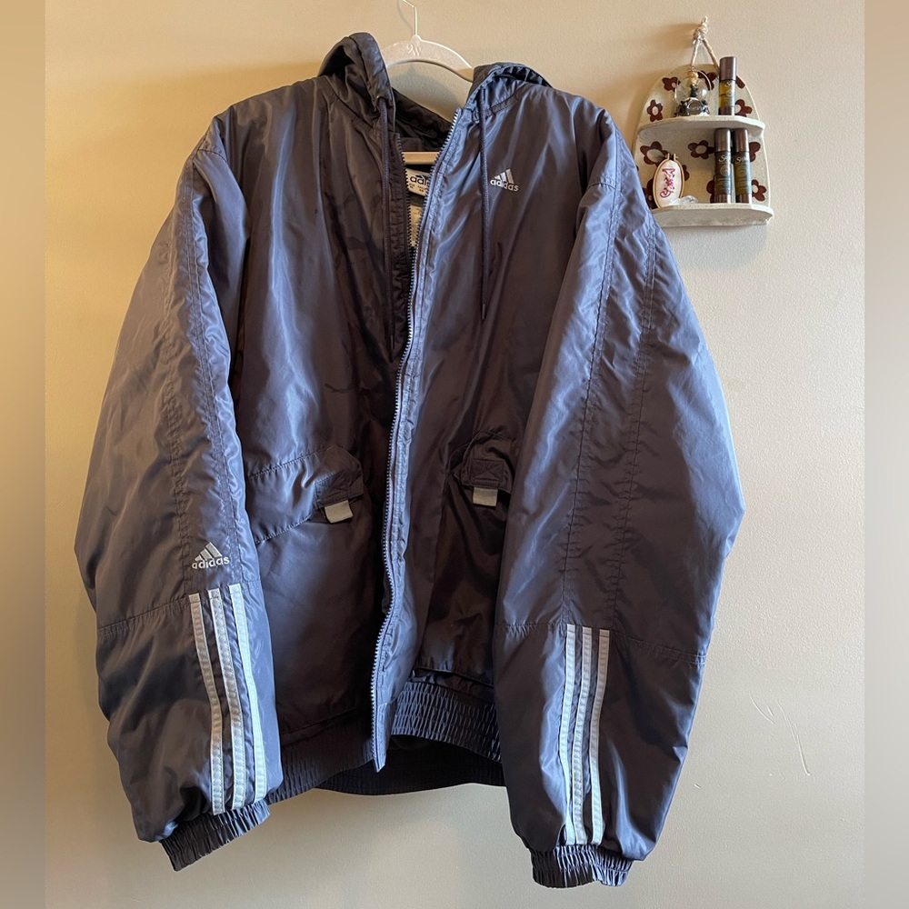 Vintage Adidas Grey & Baby Blue Jacket (MENS XL)